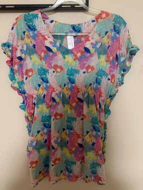 Cat & Jack Multicolor Tropical Floral Top in Pink, Blue, Yellow